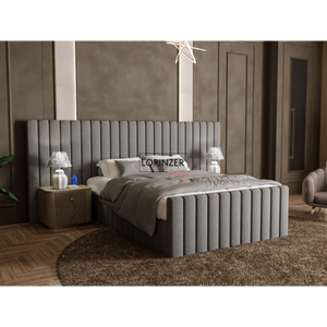 Lisbon Tall & Wide Panel Headboard Bed Frame with Ottoman Option Lorinzer Living