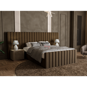 Lisbon Tall & Wide Panel Headboard Bed Frame with Ottoman Option Lorinzer Living