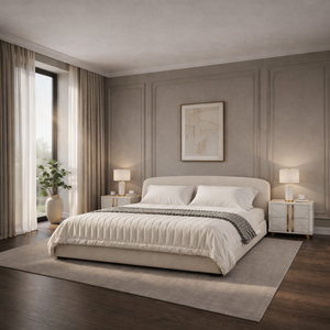 Ella Boucle Bed Frame With Ottoman Storage Lorinzer living