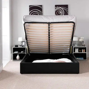 Atlas Grey Naple Chesterfield Sleigh Ottoman Bed Lorinzer living