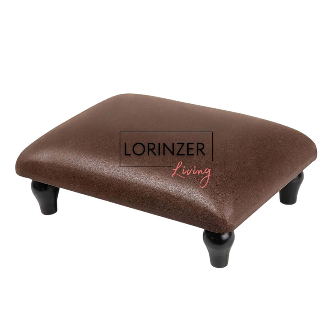 Small Padded Foot Stool with Wooden Legs