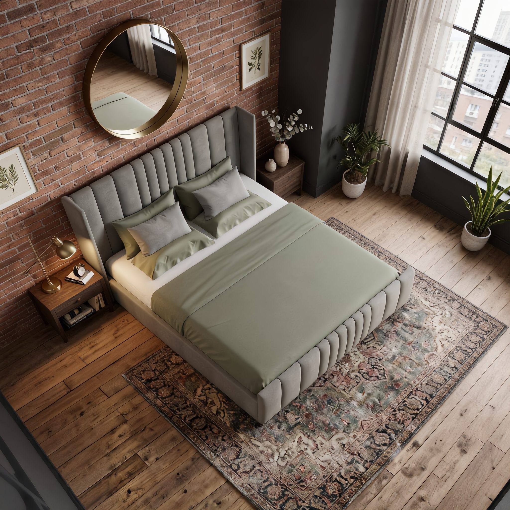 Avanelle Channel Ottoman Wingback Bed