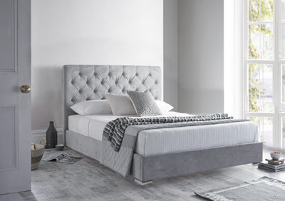 Neri Grey Naple Soft Velvet Upholstered Bed lorinzer living - 5