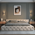 Zegna Park Lane Cream Chesterfield Bed | Lorinzer Living
