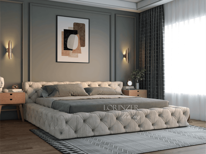 Zegna Park Lane Cream Chesterfield Bed | Lorinzer Living