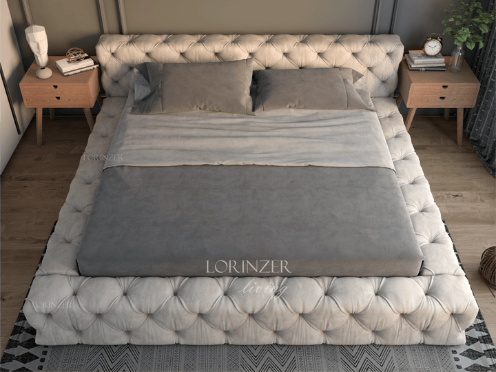 Zegna Park Lane Cream Chesterfield Bed | Lorinzer Living